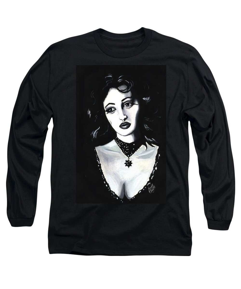 Monica Long Sleeve T-Shirt featuring the painting Monica #1 by Scarlett Royale
