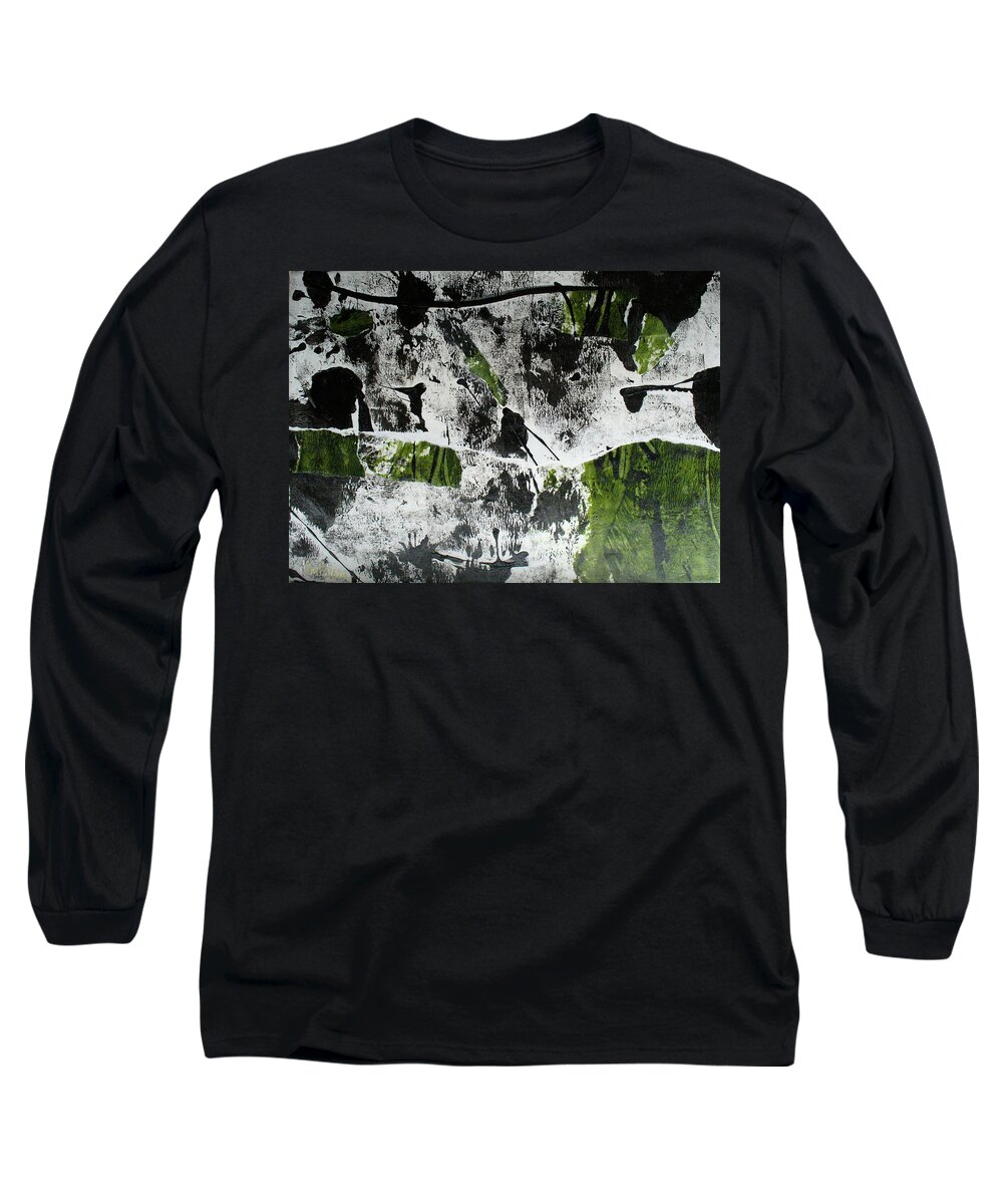 Contemporary Abstract Long Sleeve T-Shirt featuring the mixed media Mysterion II by Mary Sullivan