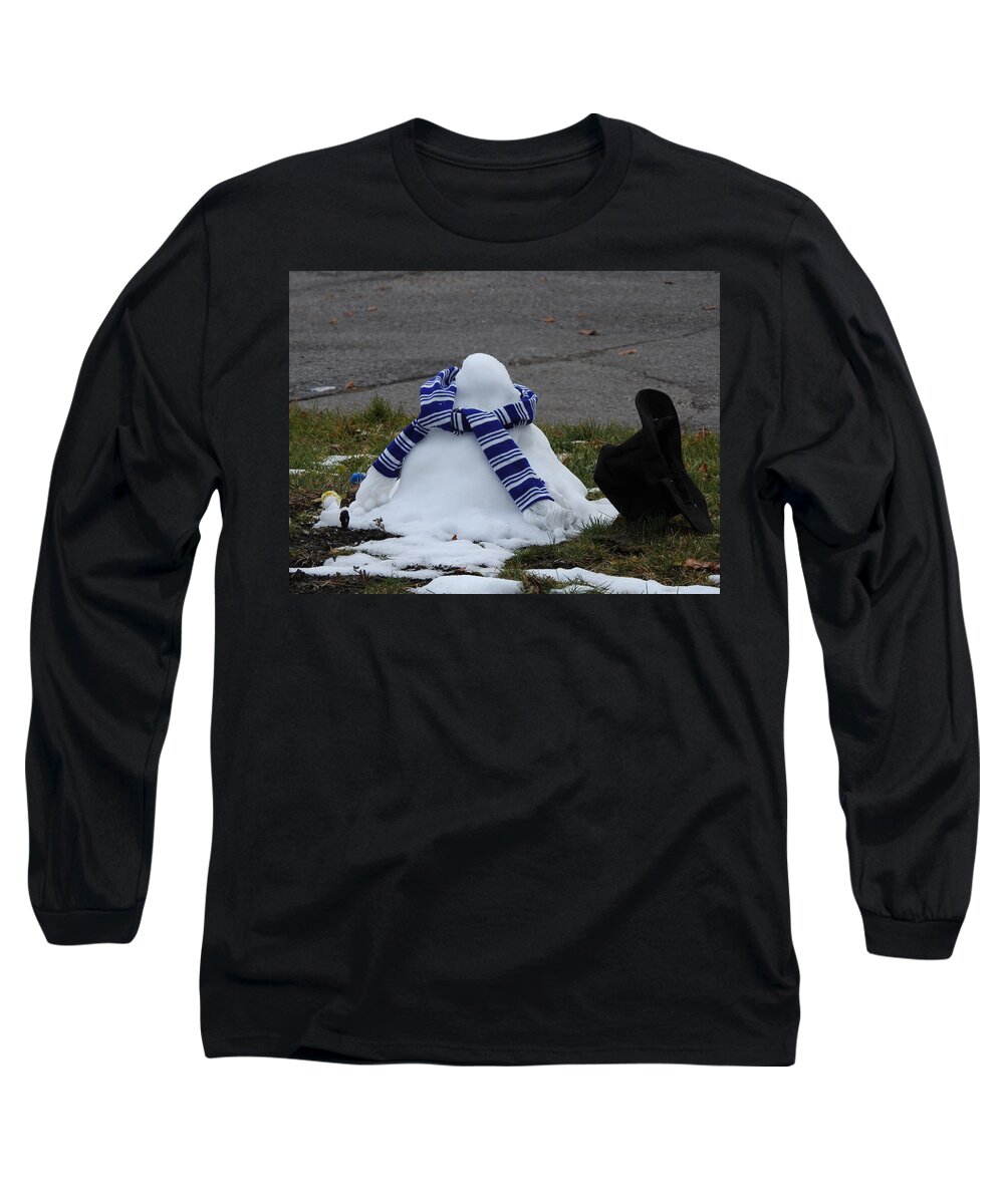 Snowman Long Sleeve T-Shirt featuring the photograph Oh Oh #1 by Betty-Anne McDonald
