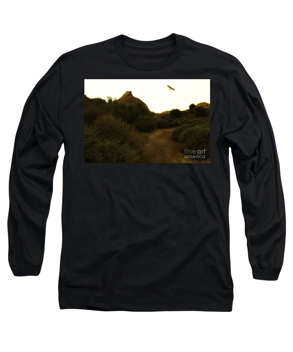 Dreamy Long Sleeve T-Shirt featuring the photograph Red-Tailed Hawk At Coyote Hills California . 7D11018 #1 by Wingsdomain Art and Photography
