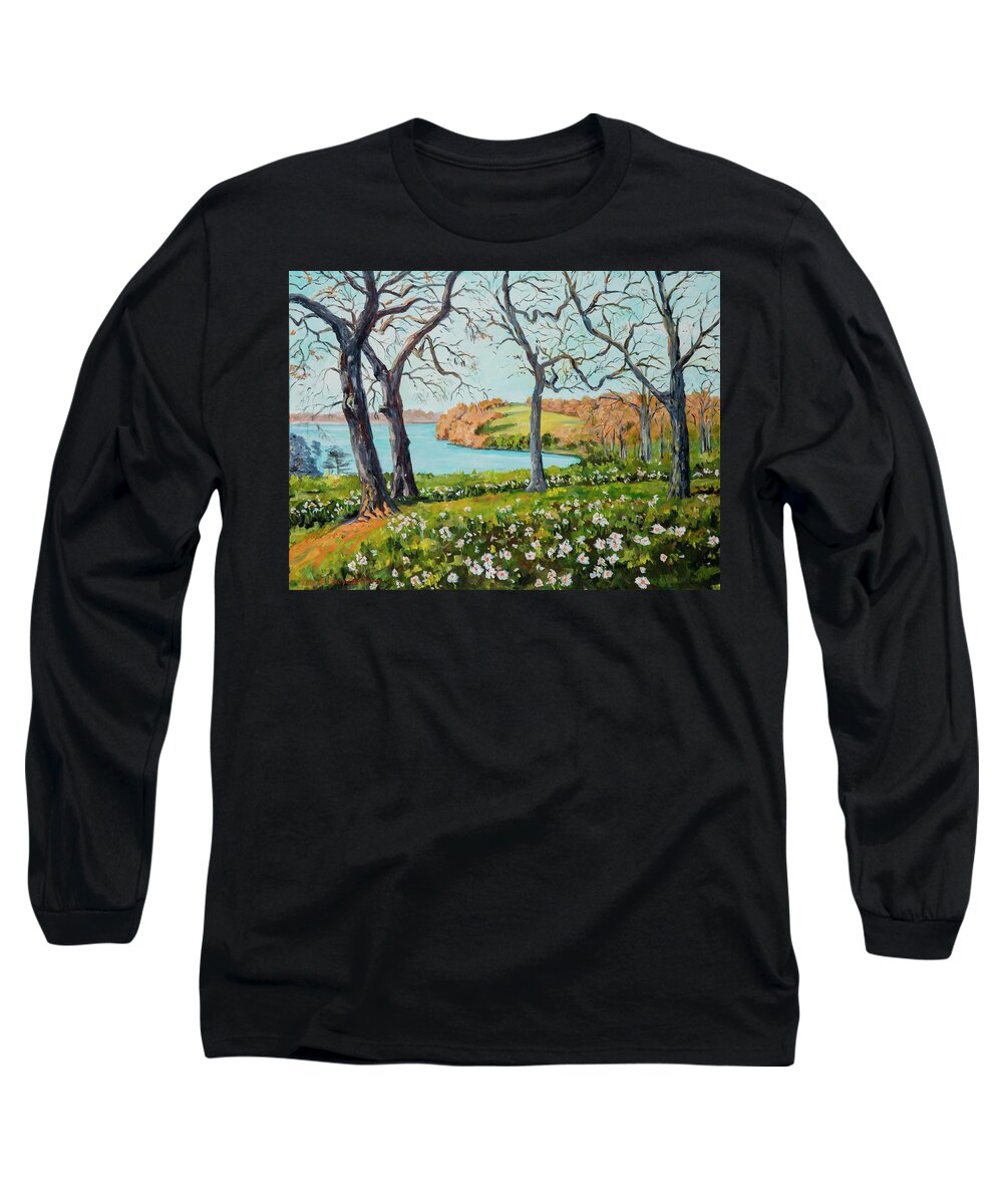 Landscape Long Sleeve T-Shirt featuring the painting Rock Cut State Park #1 by Ingrid Dohm
