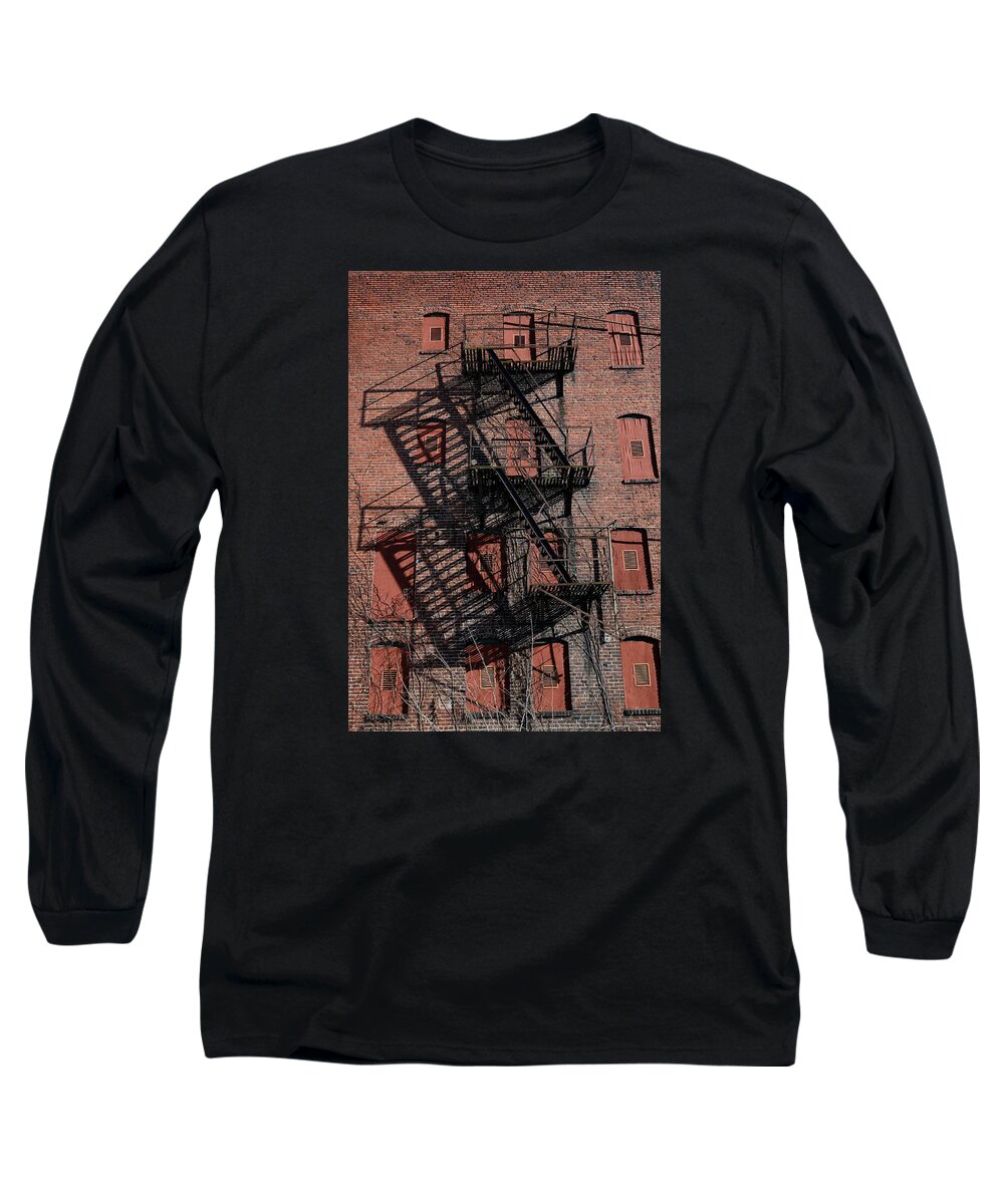 Building Long Sleeve T-Shirt featuring the photograph Shadows #1 by Karen Harrison Brown