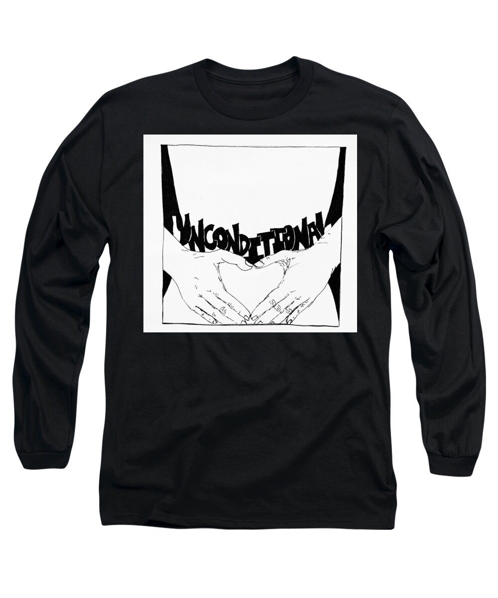 Folk Art Long Sleeve T-Shirt featuring the drawing Unconditional #1 by Sara Young
