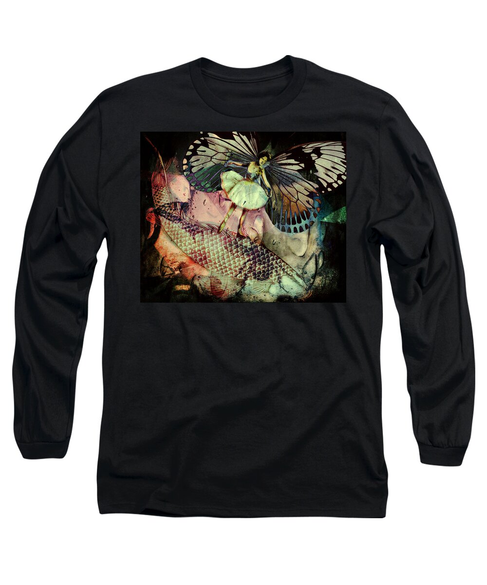 Koi Fish Long Sleeve T-Shirt featuring the digital art Underwater Ride by Delight Worthyn