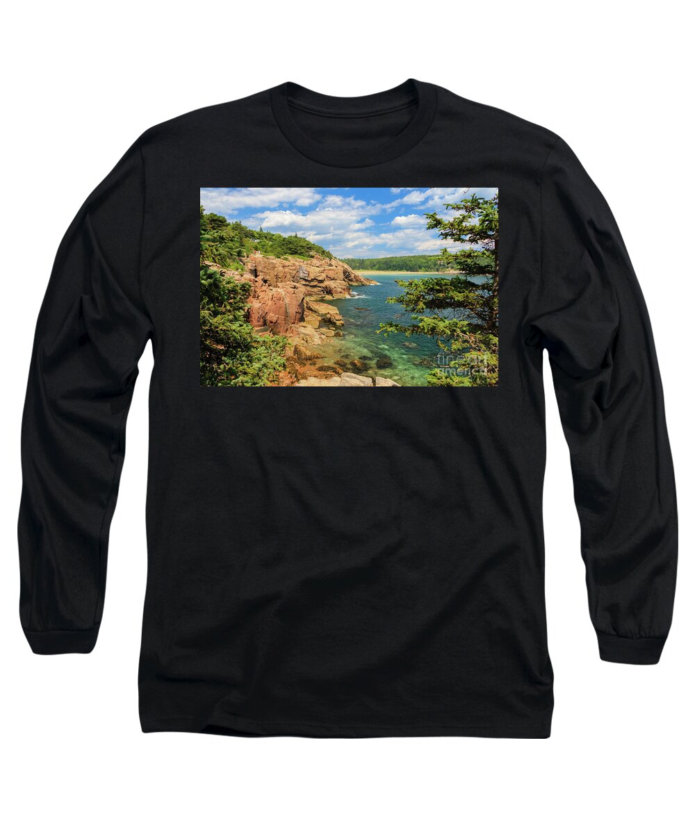 Elizabeth Dow Long Sleeve T-Shirt featuring the photograph View to Sand Beach #1 by Elizabeth Dow