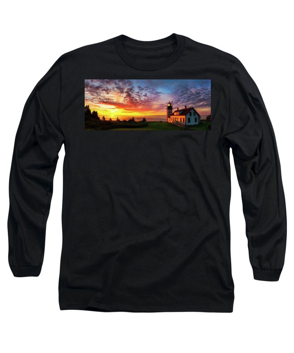 Lubec Long Sleeve T-Shirt featuring the photograph West Quoddy Head Light #1 by Robert Clifford