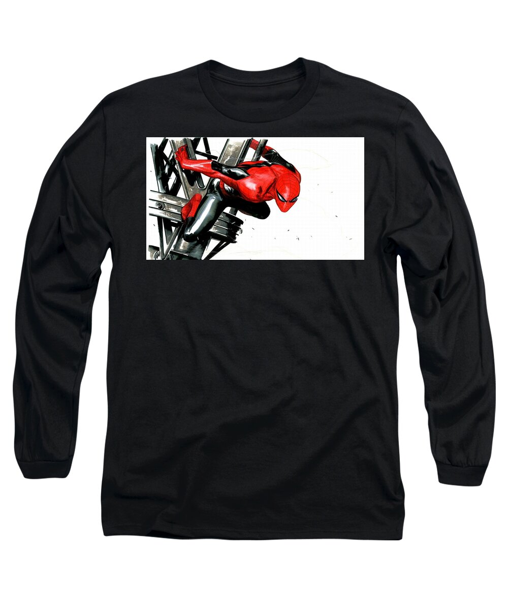 Spider-man Long Sleeve T-Shirt featuring the digital art Spider-Man #10 by Super Lovely