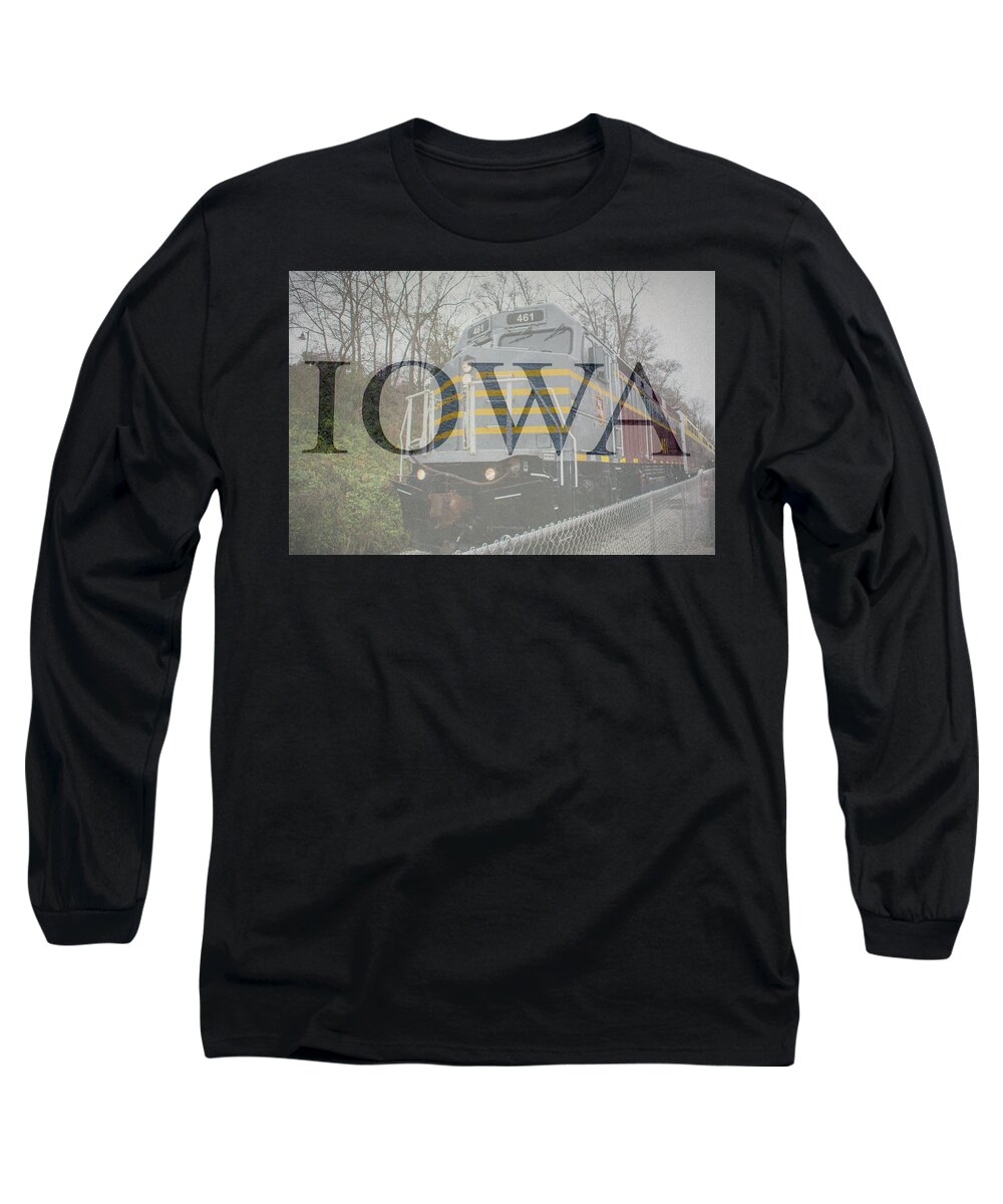 Iowa Long Sleeve T-Shirt featuring the mixed media 10721 Hawkeye Express by Pamela Williams