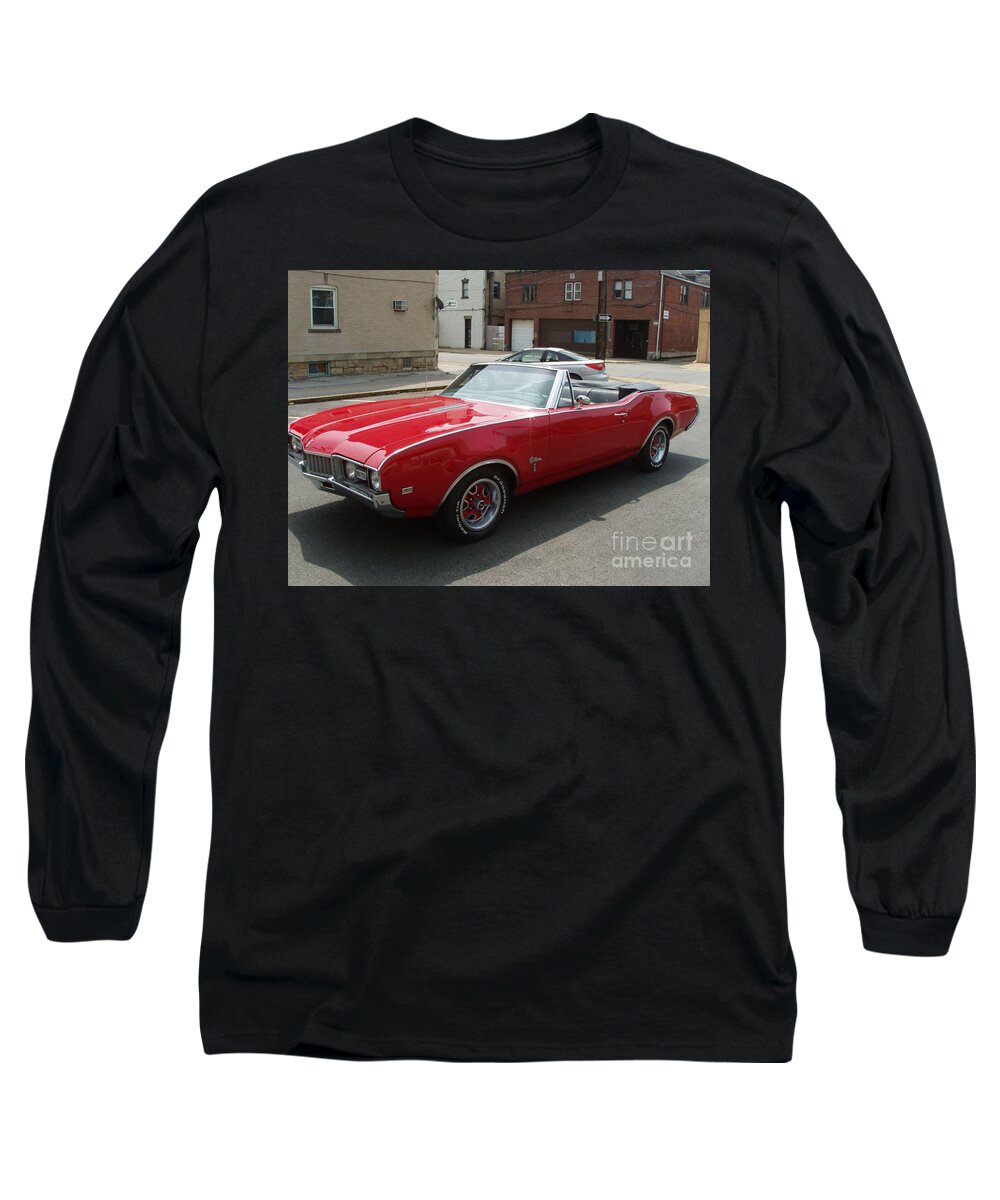 Red Car Long Sleeve T-Shirt featuring the photograph 1968 Olds Cutlass Convertible Xo by Lisa Koyle
