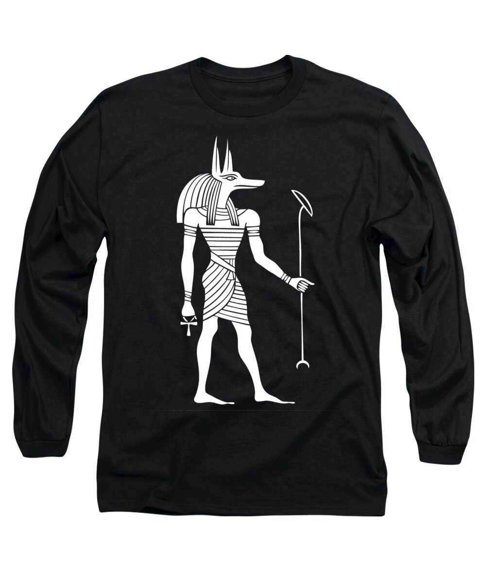 Anubis Long Sleeve T-Shirt featuring the digital art Anubis - God of ancient Egypt #2 by Michal Boubin