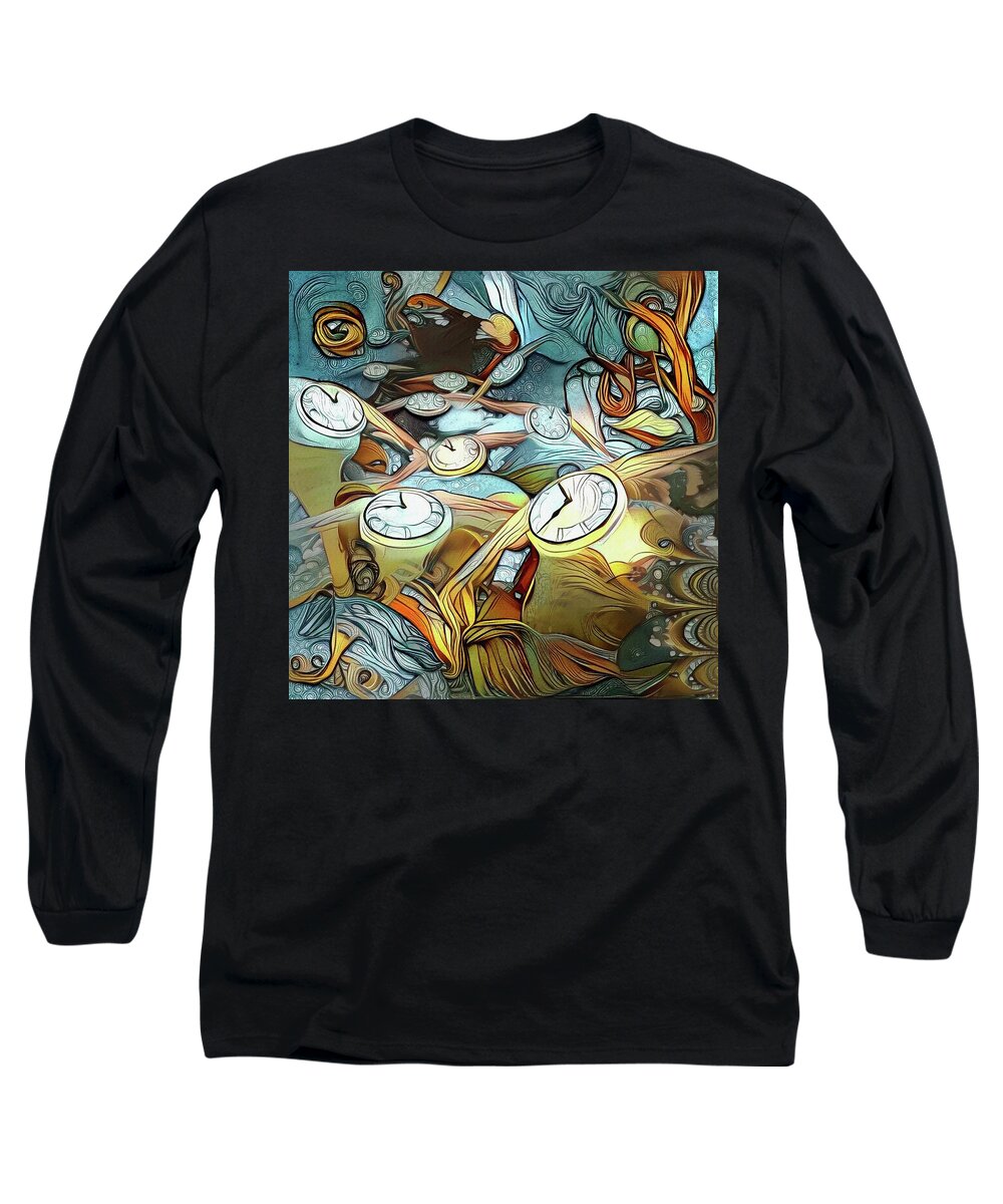 Metaphoric Long Sleeve T-Shirt featuring the digital art Flow of Time #2 by Bruce Rolff