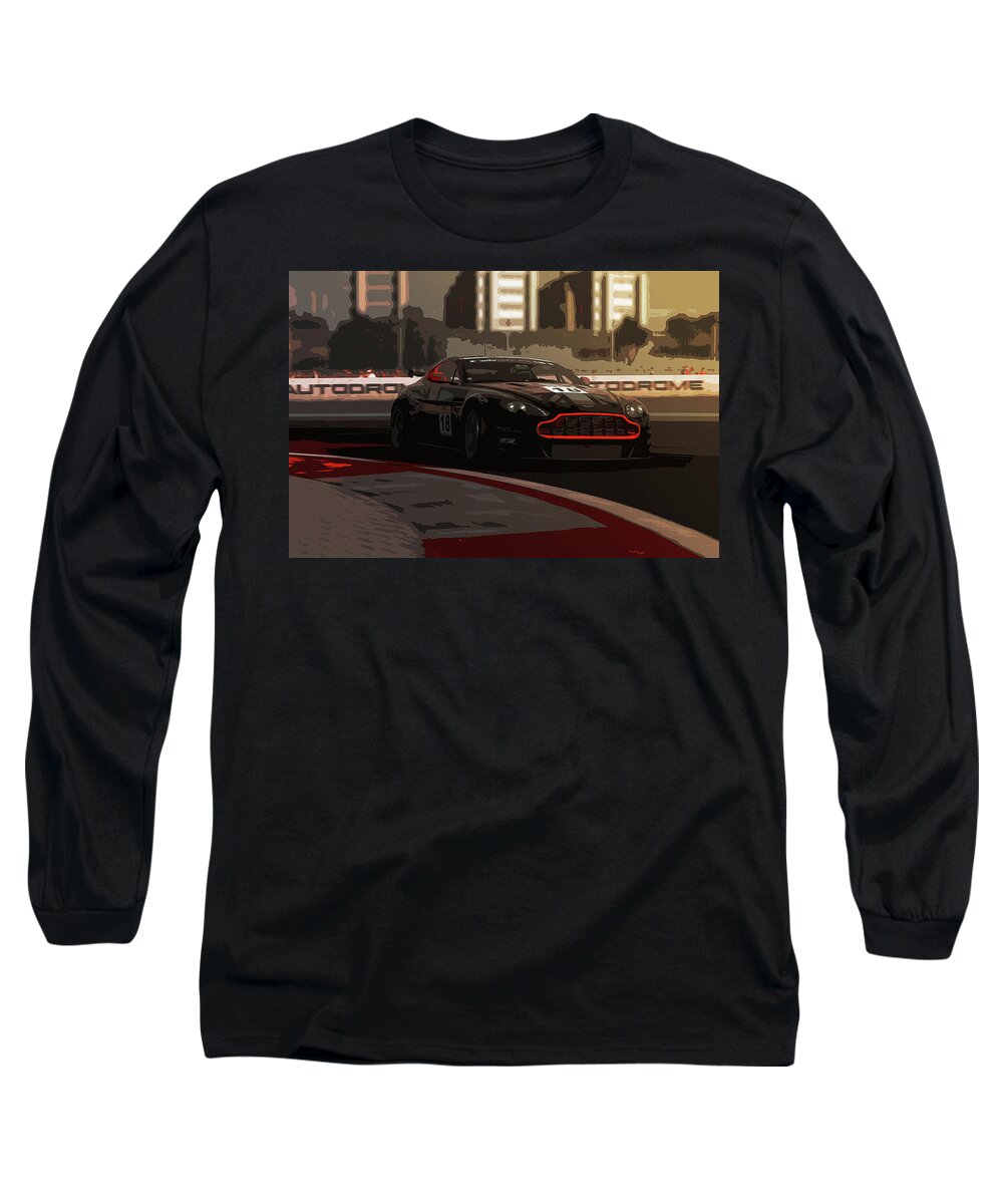 Aston Long Sleeve T-Shirt featuring the painting Power and Motors #2 by AM FineArtPrints