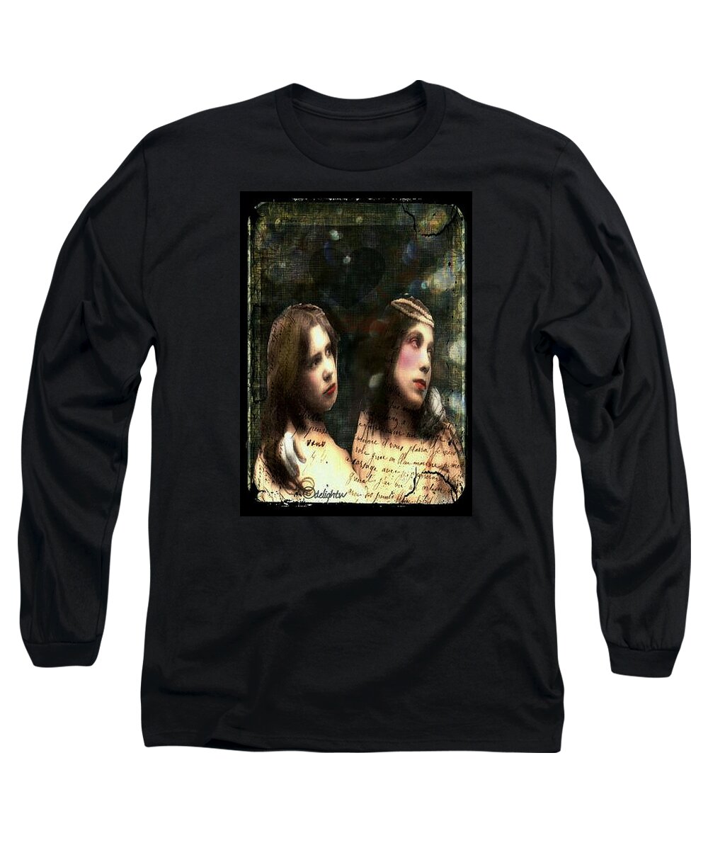 Vintage Long Sleeve T-Shirt featuring the digital art Two sisters by Delight Worthyn