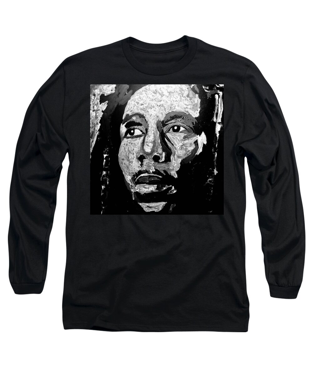  Long Sleeve T-Shirt featuring the painting Tribute to Bob Marley #3 by Neal Barbosa