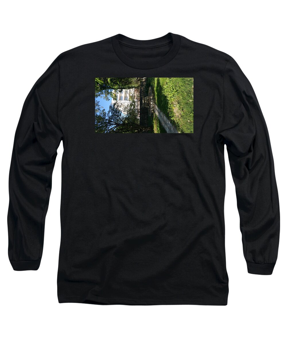  Long Sleeve T-Shirt featuring the photograph White building peeking through trees #2 by Zachary Lowery