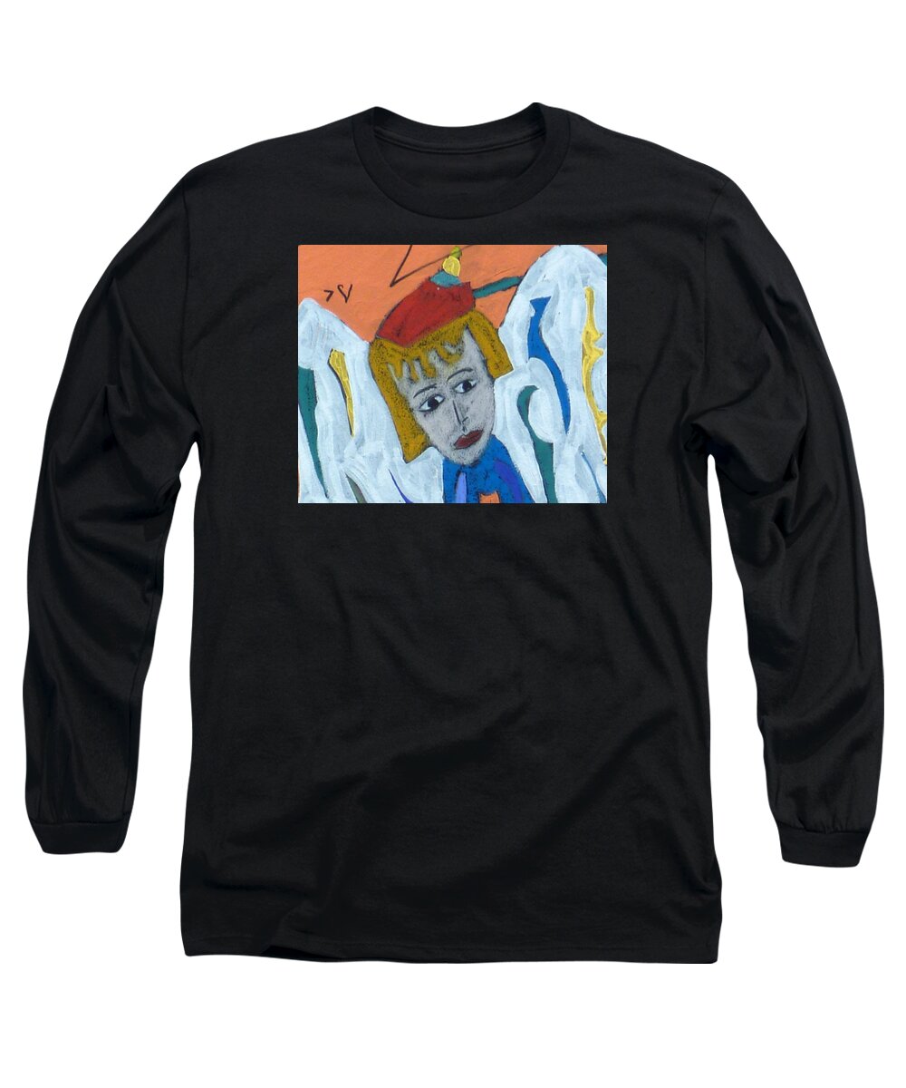 Raziel Long Sleeve T-Shirt featuring the painting Archangel Raziel #3 by Clarity Artists