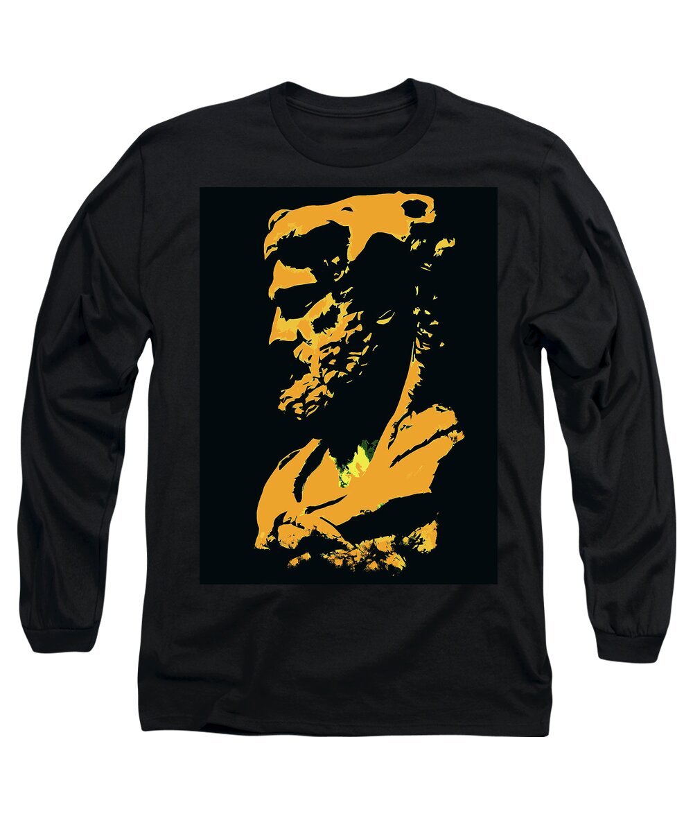 Warrior Long Sleeve T-Shirt featuring the painting Heracles, the Divine Hero #3 by AM FineArtPrints