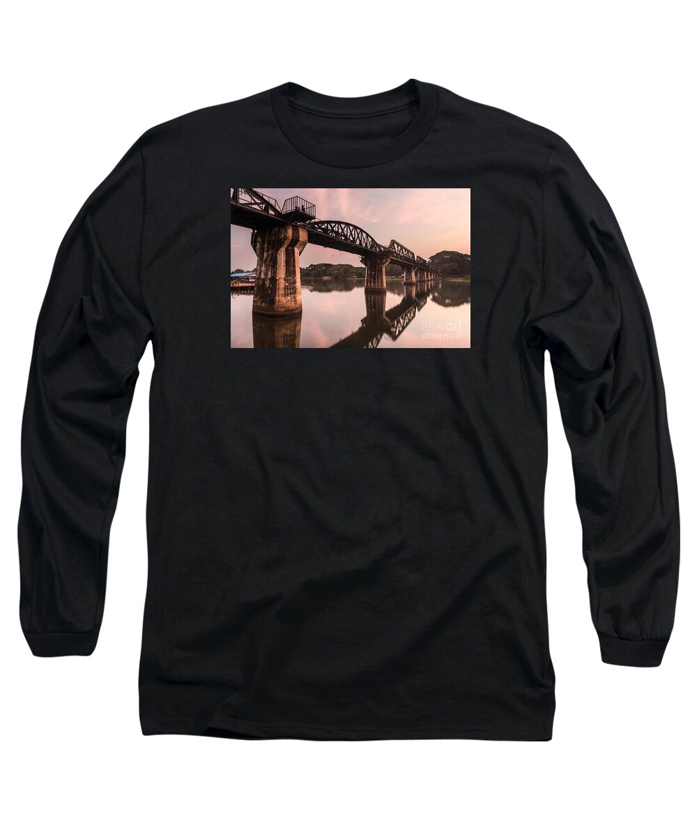 Kanchanaburi Long Sleeve T-Shirt featuring the photograph River Kwai bridge #4 by Didier Marti