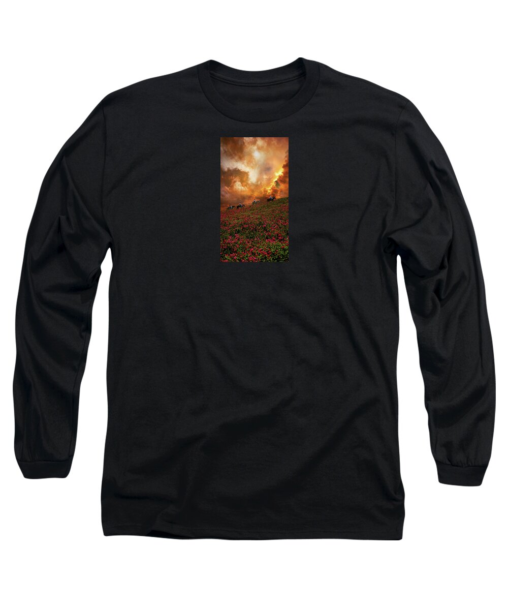 Horses Long Sleeve T-Shirt featuring the photograph 4370 by Peter Holme III