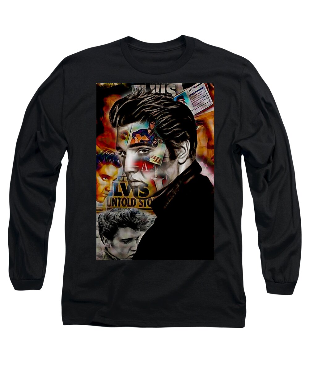 Elvis Art Long Sleeve T-Shirt featuring the mixed media Elvis Presley Collection #57 by Marvin Blaine