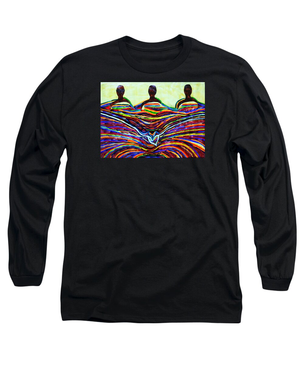 Jesus Long Sleeve T-Shirt featuring the painting The Holy Trinity #6 by Gloria Ssali