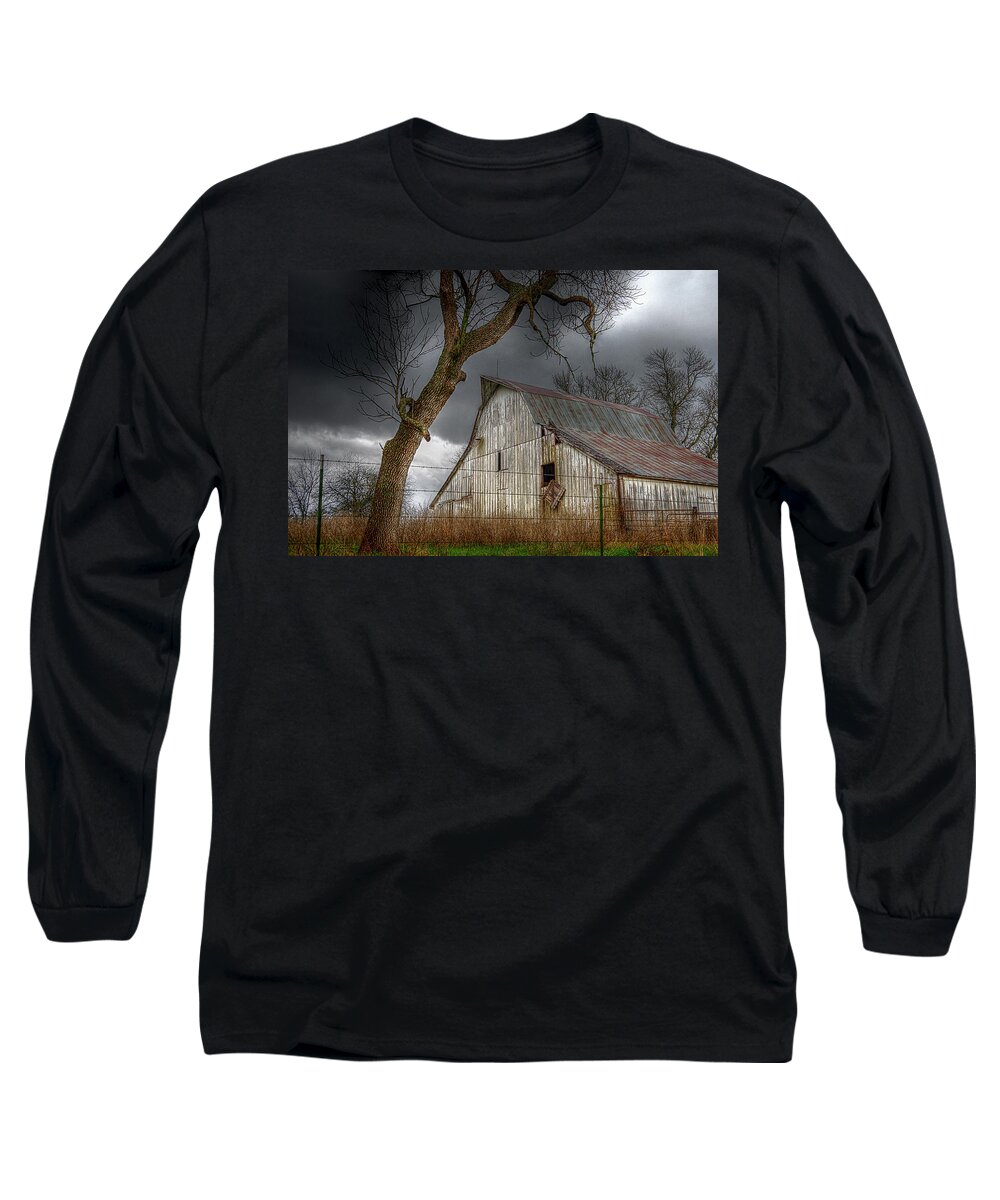 Spring Storm Long Sleeve T-Shirt featuring the photograph A Barn in the Storm 2 by Karen McKenzie McAdoo