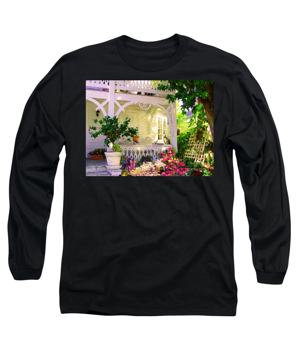 Porch Long Sleeve T-Shirt featuring the painting A Key West Porch by David Van Hulst