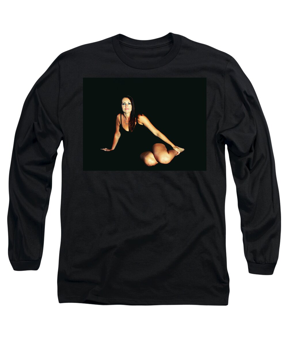 Woman Long Sleeve T-Shirt featuring the photograph A Person Divided by Charles Benavidez