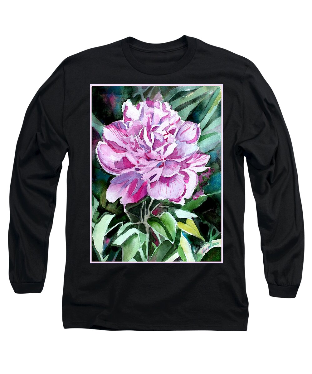 Peony Long Sleeve T-Shirt featuring the painting A Pink Peony by Mindy Newman