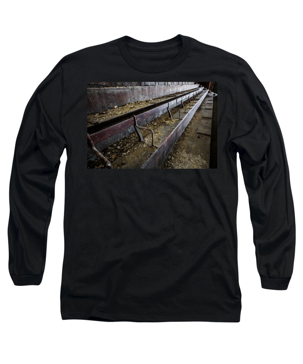 Theater Varia Long Sleeve T-Shirt featuring the photograph Abandoned theatre steps - architectual abstract by Dirk Ercken