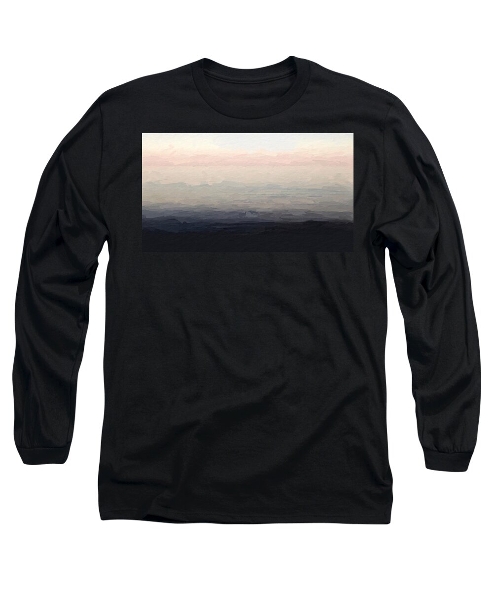 Anthony Fishburne Long Sleeve T-Shirt featuring the mixed media Abstract Dawn Black Sand Beach by Anthony Fishburne
