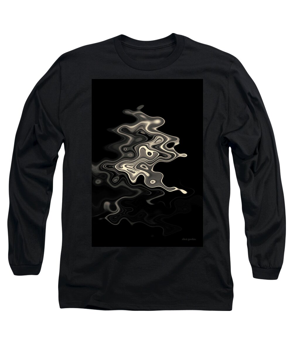 Abstract Long Sleeve T-Shirt featuring the photograph Abstract Swirl Monochrome Toned by David Gordon