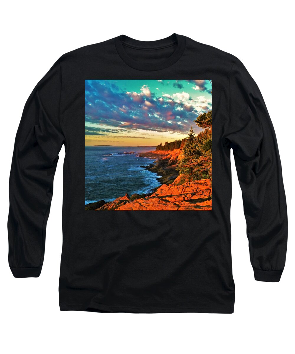 Dawn Long Sleeve T-Shirt featuring the photograph Acadia at Dawn by Lisa Dunn