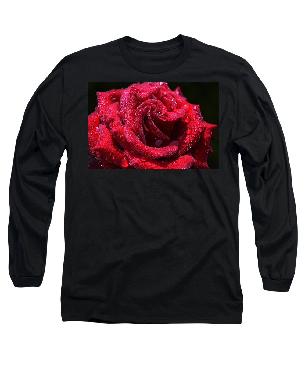 Rose Long Sleeve T-Shirt featuring the photograph After the rain by Rumiana Nikolova