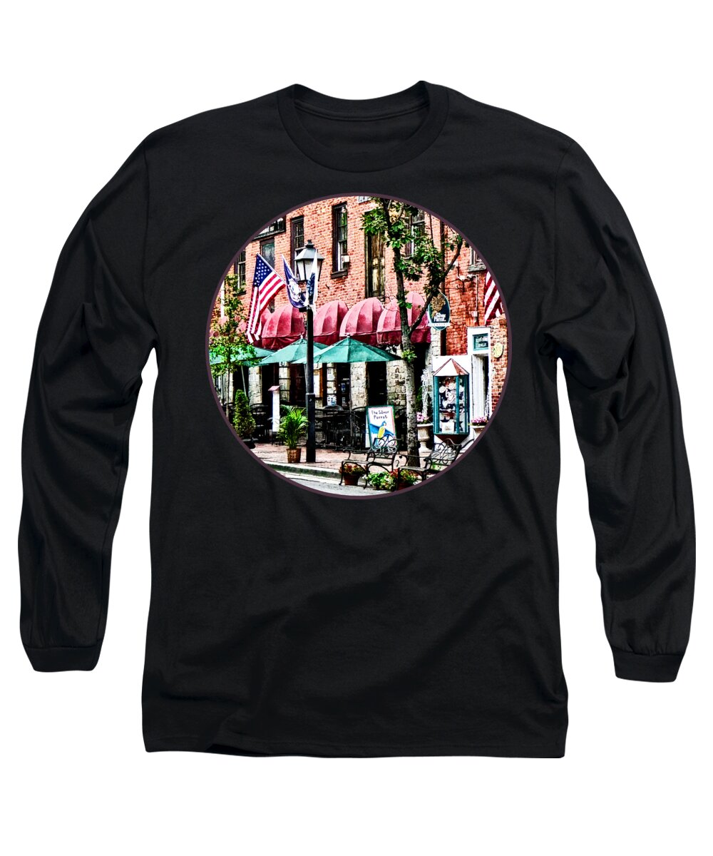 Alexandria Long Sleeve T-Shirt featuring the photograph Alexandria Street With Cafe by Susan Savad