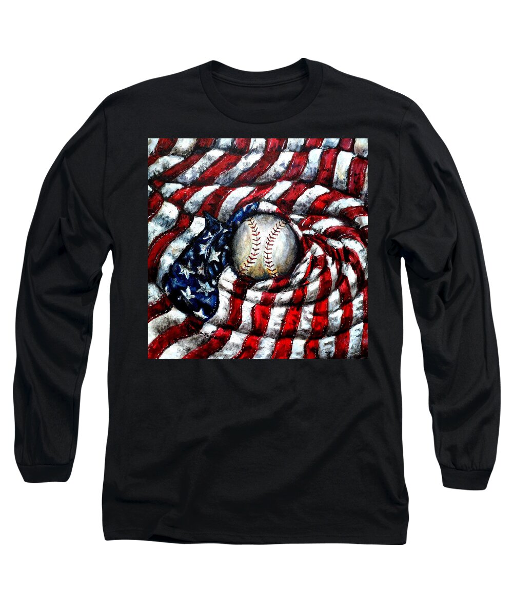 America Long Sleeve T-Shirt featuring the painting All American by Shana Rowe Jackson