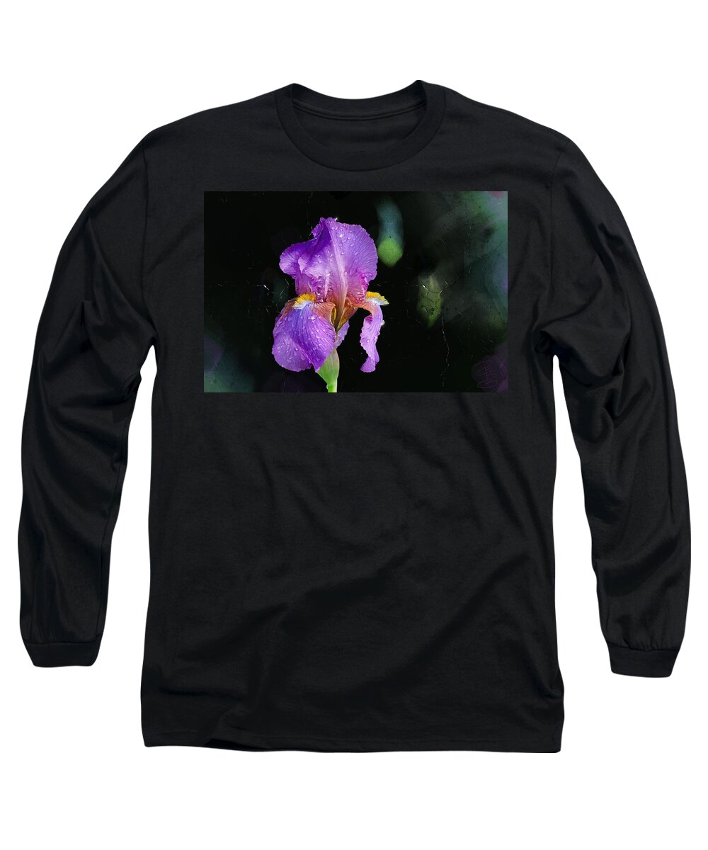 Beautiful Long Sleeve T-Shirt featuring the digital art Amethyst iris by Debra Baldwin