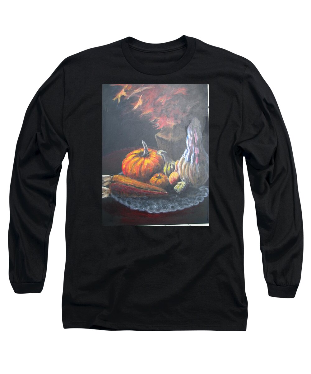 Still Life Long Sleeve T-Shirt featuring the painting An Autumn Sumphony by Patricia Kanzler