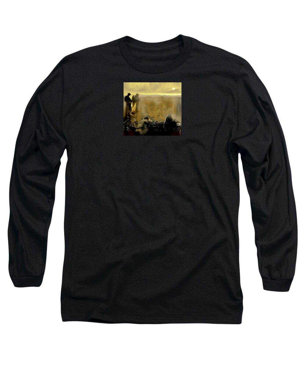 Military Art Long Sleeve T-Shirt featuring the painting Angels and Brothers by Todd Krasovetz