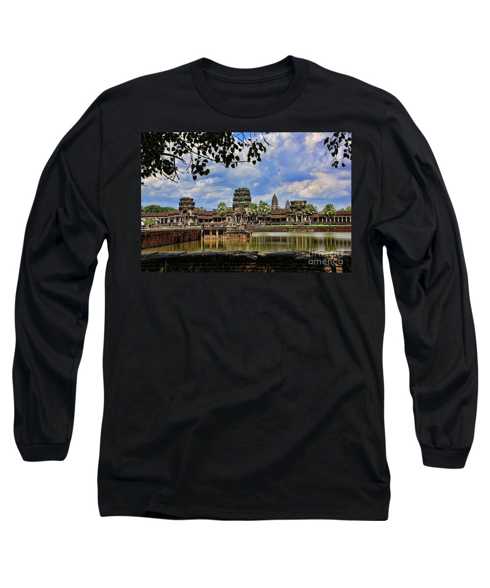 Cambodia Long Sleeve T-Shirt featuring the photograph Angkor Wat Panorama by Chuck Kuhn