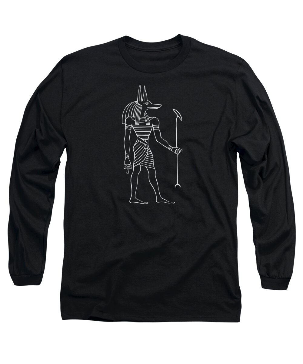 Africa Long Sleeve T-Shirt featuring the digital art Anubis - God of ancient Egypt by Michal Boubin