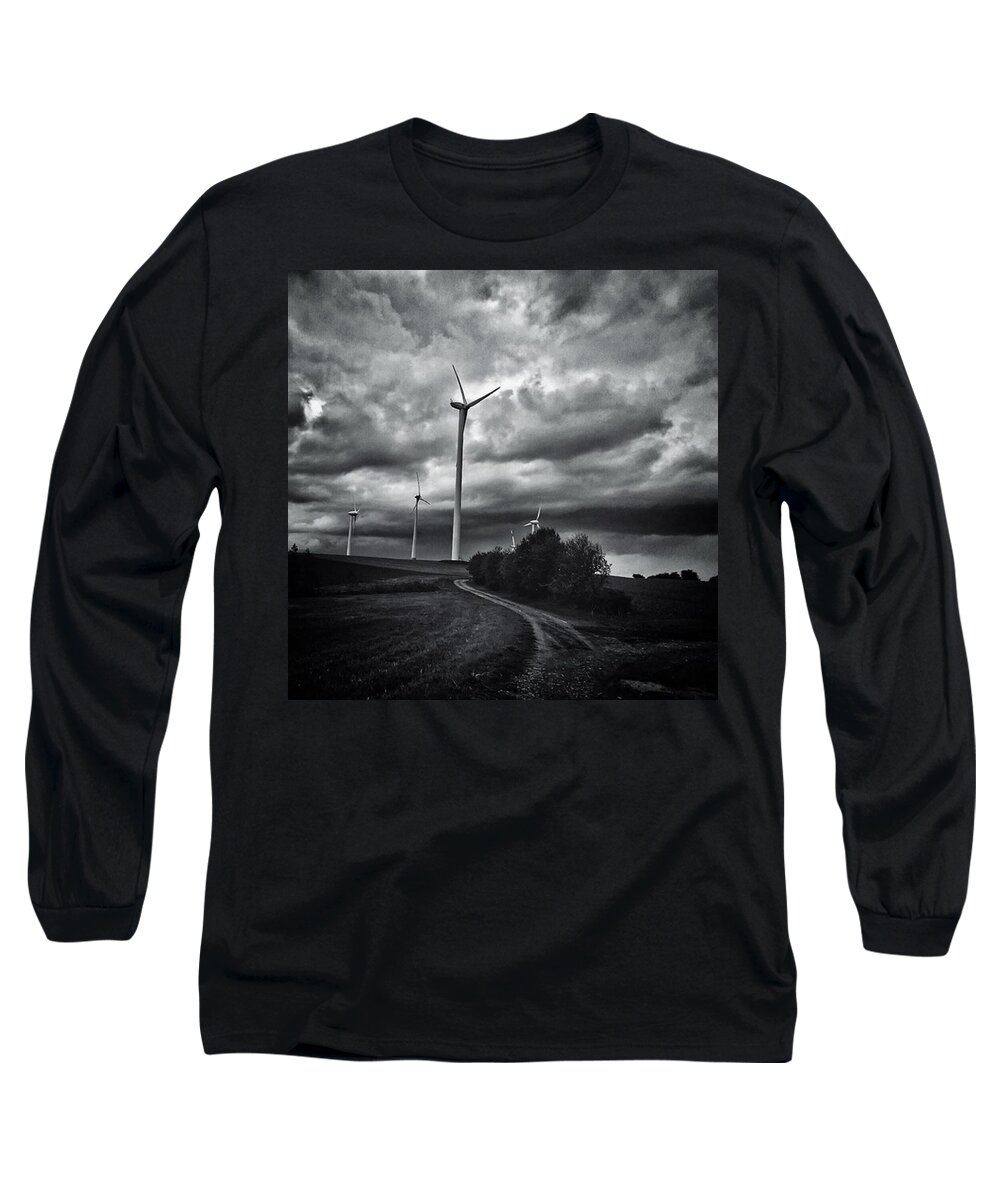 Wolkendrama Long Sleeve T-Shirt featuring the photograph Atomlos Durch Die Nacht... #landschaft by Mandy Tabatt