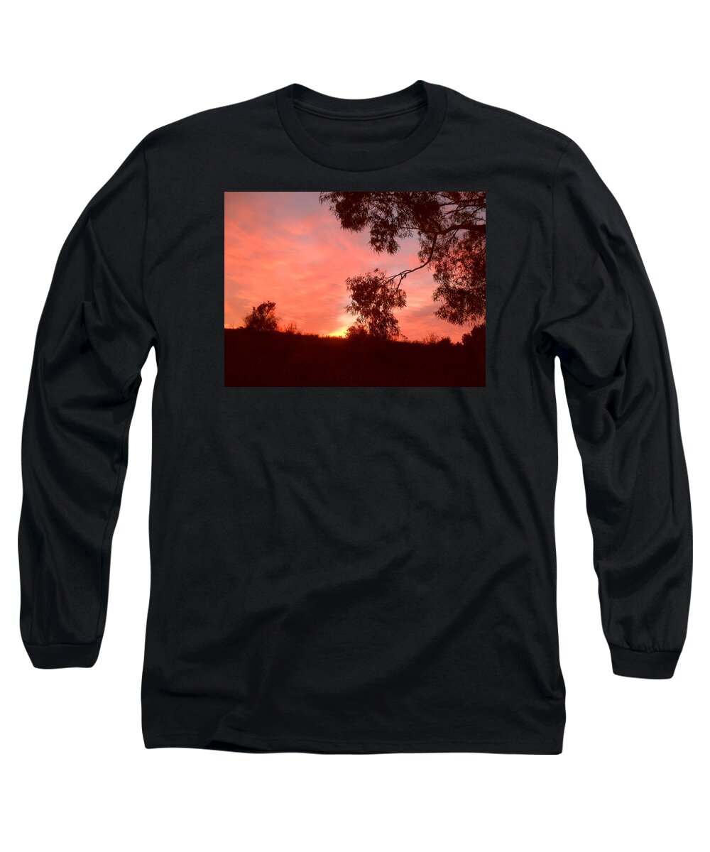 Red Long Sleeve T-Shirt featuring the photograph Red dawn by Maria Aduke Alabi