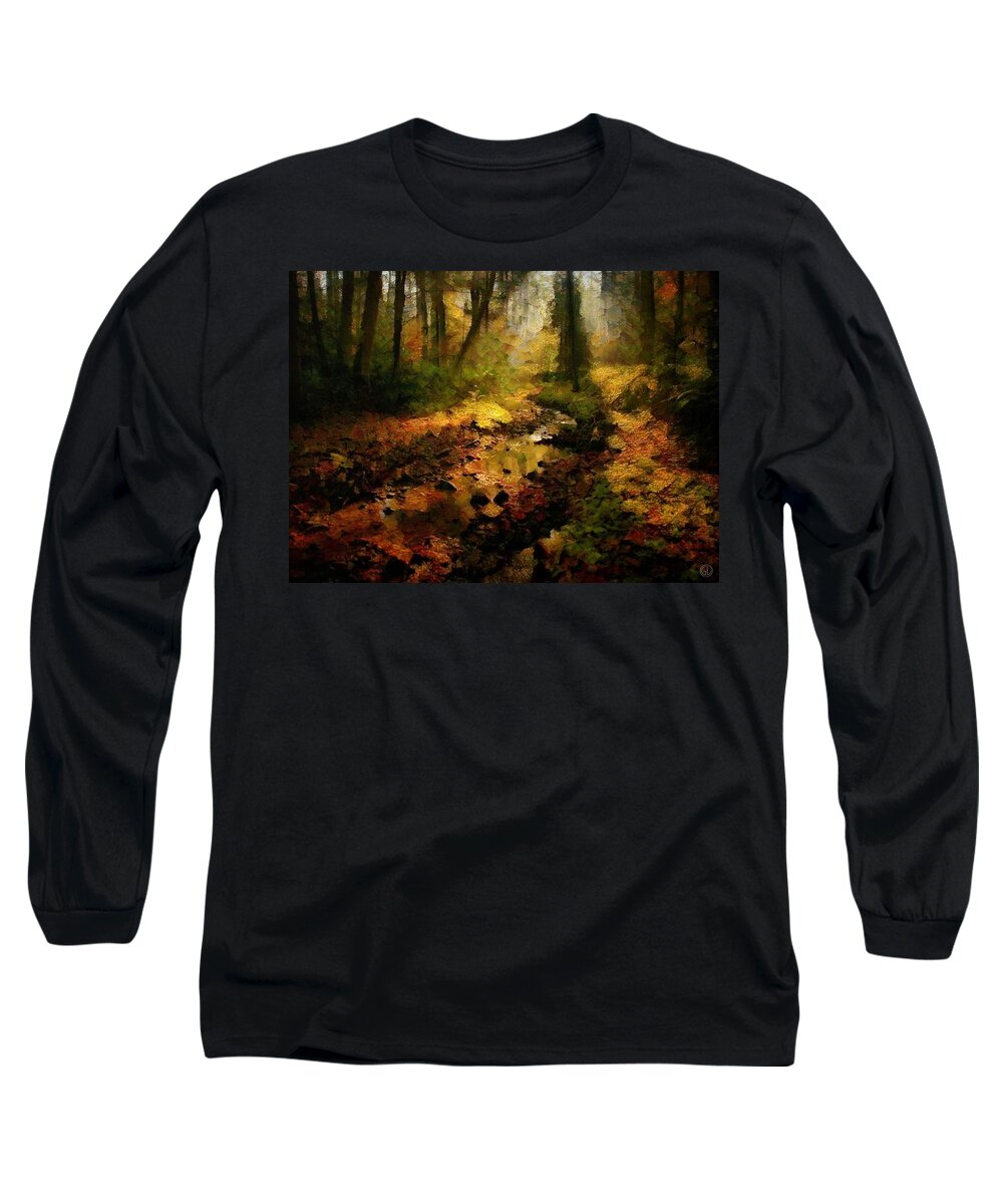 Landscape Long Sleeve T-Shirt featuring the digital art Autumn sunrays by Gun Legler