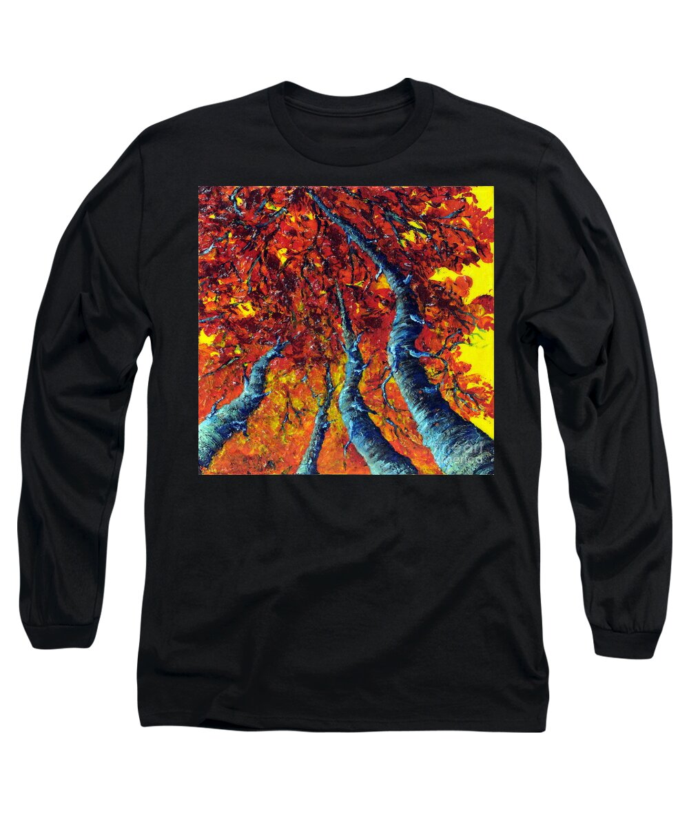 Autumn Long Sleeve T-Shirt featuring the painting Autumn Trees by Teresa Wegrzyn