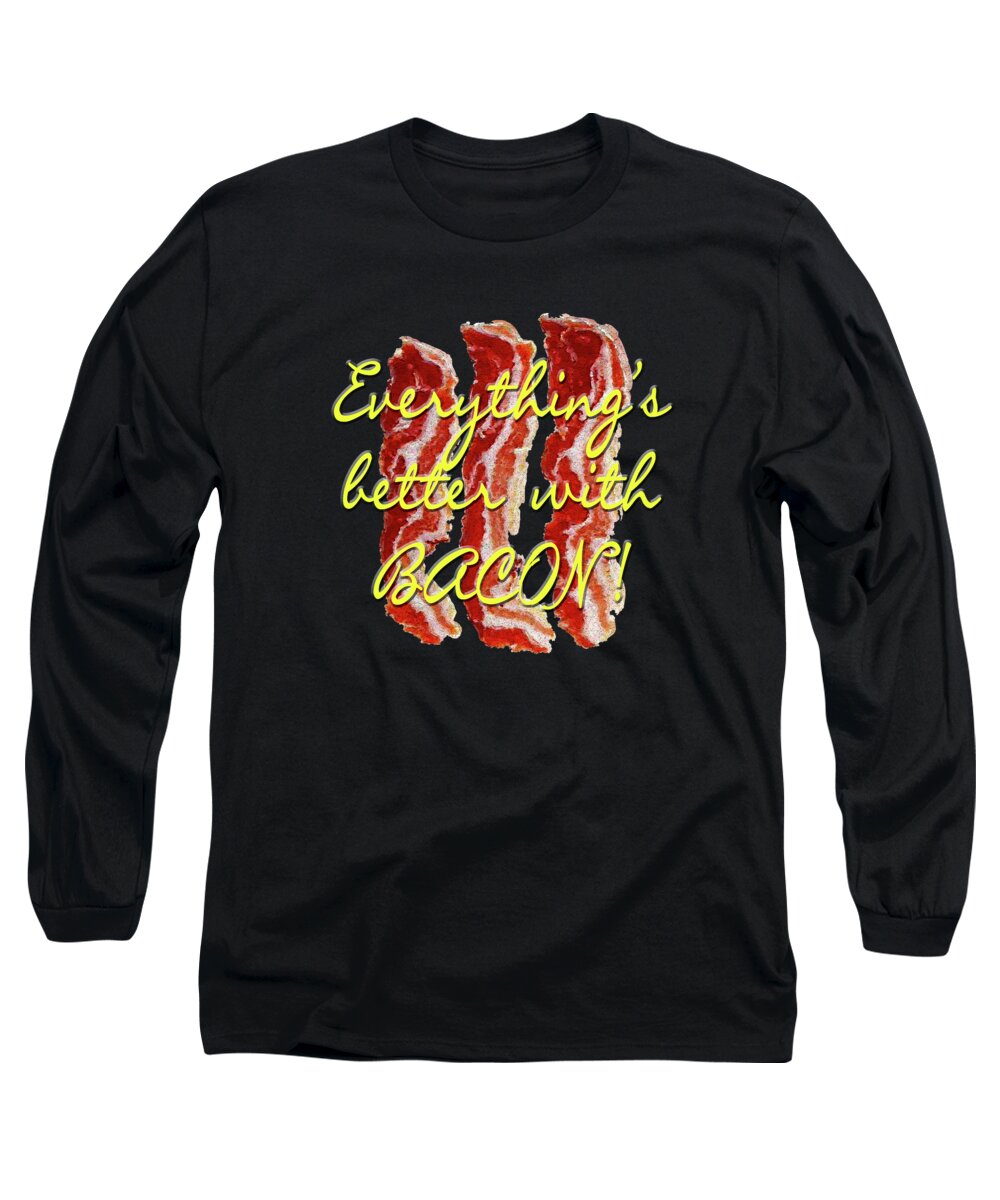 Bacon Long Sleeve T-Shirt featuring the painting Bacon by Two Hivelys