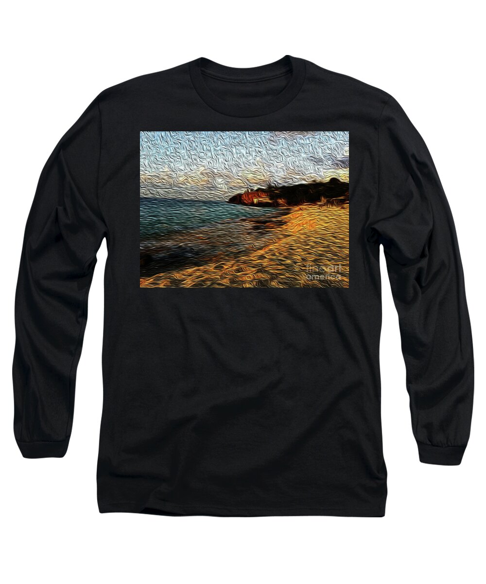 Shoreline Long Sleeve T-Shirt featuring the digital art Baie Rouge Northview by Francelle Theriot