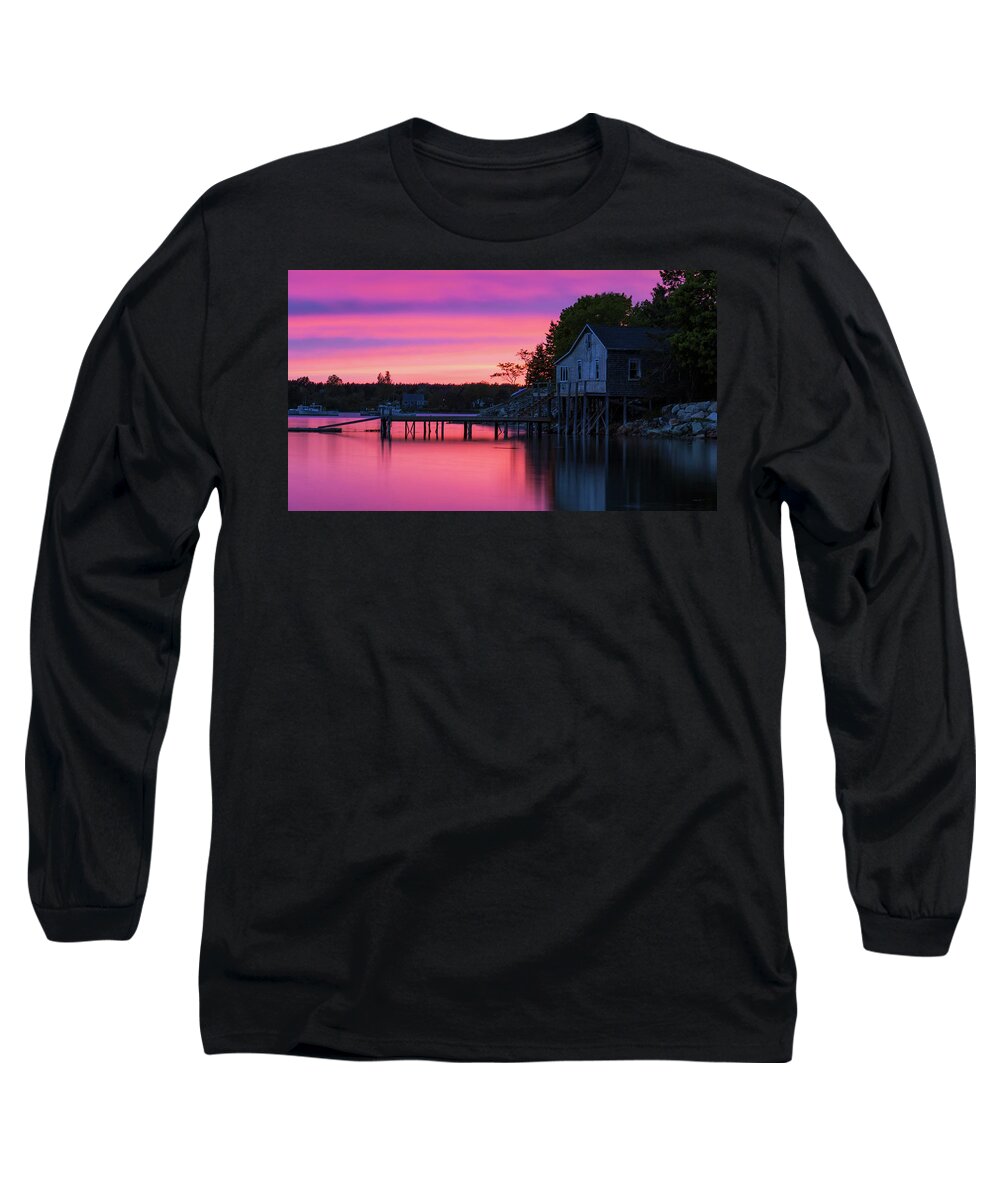 Bass Harbor Long Sleeve T-Shirt featuring the photograph Bass Harbor Sunset by Holly Ross