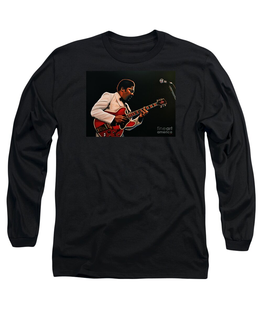 Bb King Long Sleeve T-Shirt featuring the painting B. B. King by Paul Meijering