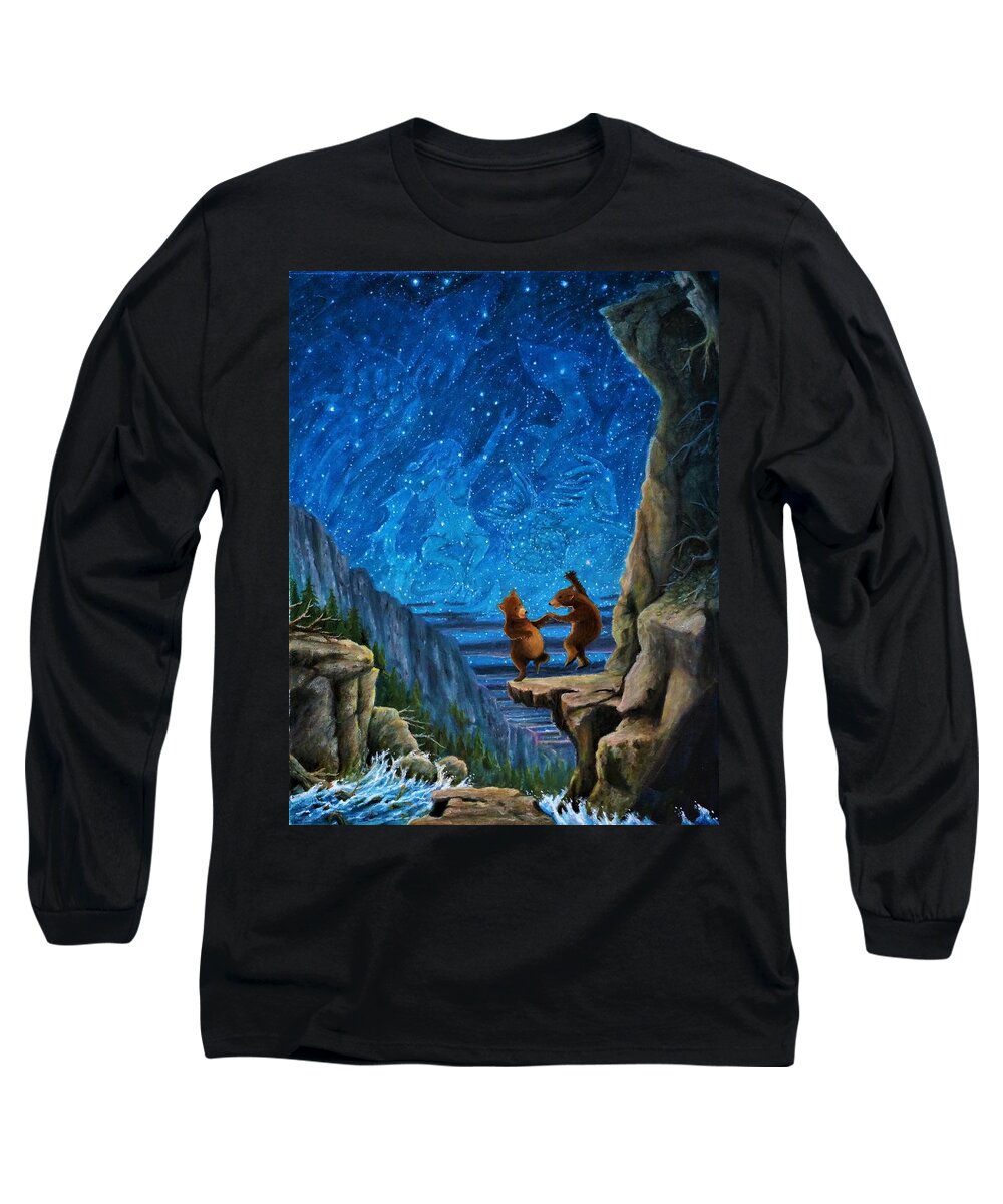 Bear Long Sleeve T-Shirt featuring the painting Bear Dance by Matt Konar